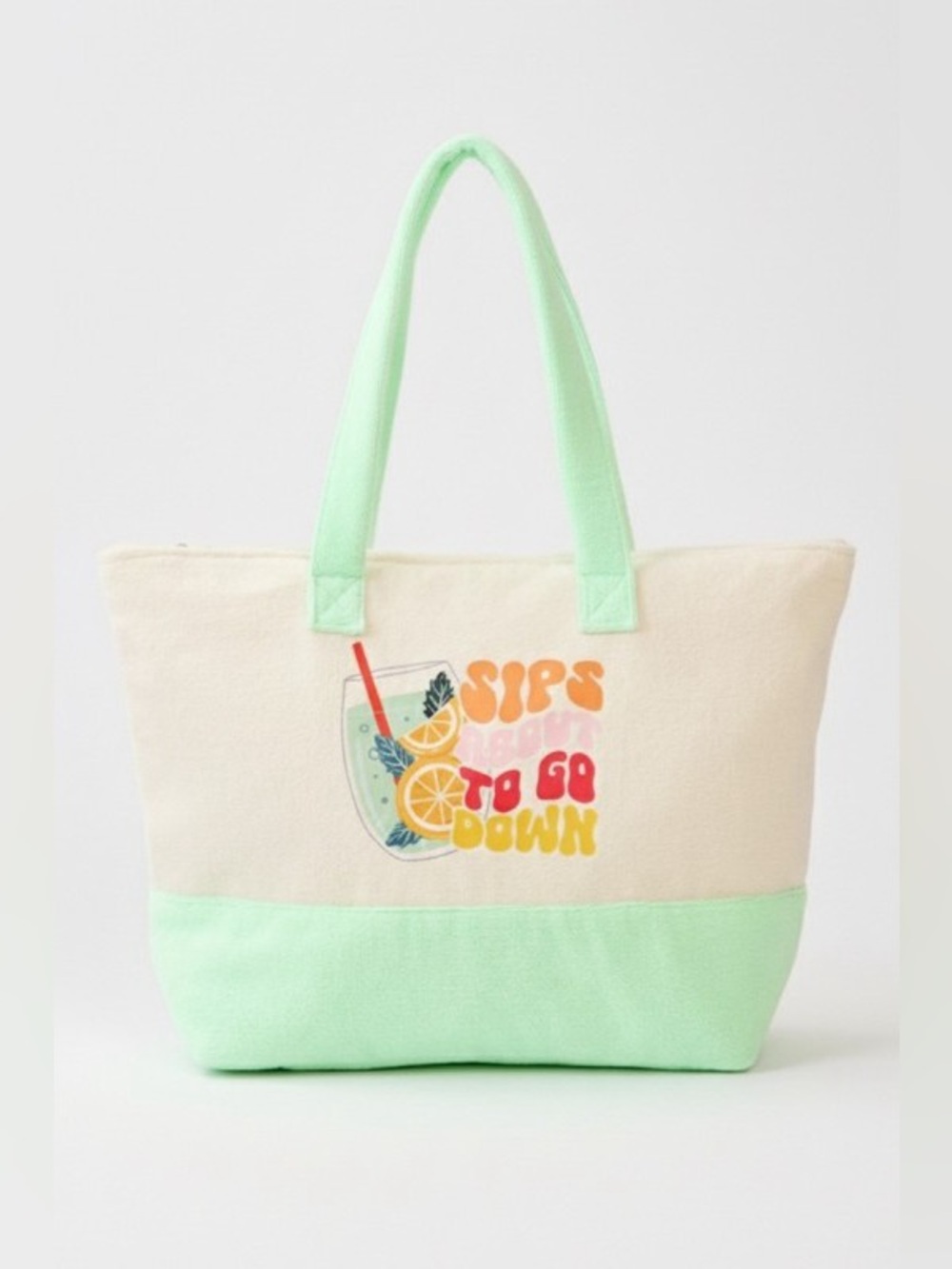 SIPS ABOUT TO GO DOWN TERRY TOTE BAG